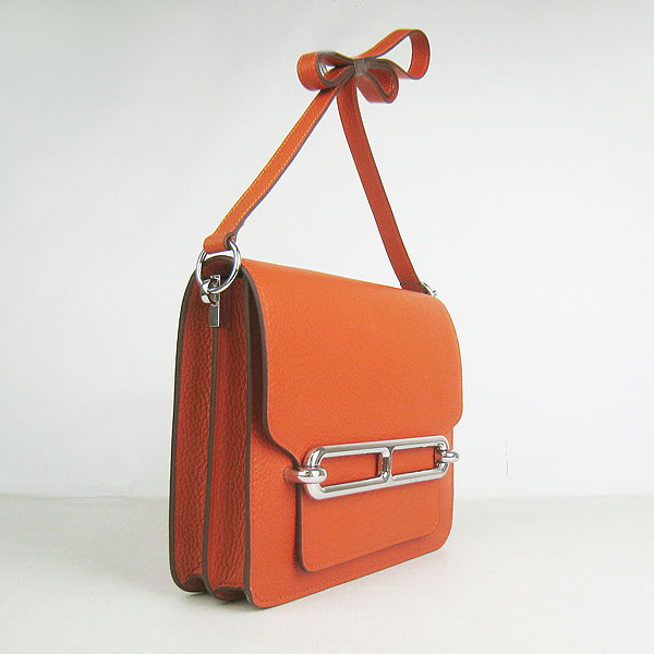 Fake Hermes Togo Leather Messenger Bag Orange 8078 - Click Image to Close